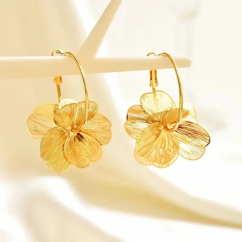 Elara Double-Layer Floral Drop Earrings