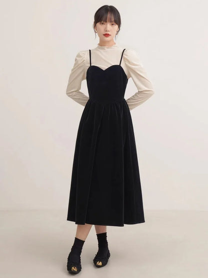 French Velvet Slip Dress – Luxe Retro Elegance