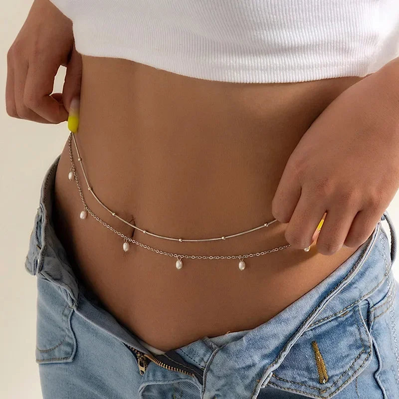 Selene Double Layer Pearl Waist Chain