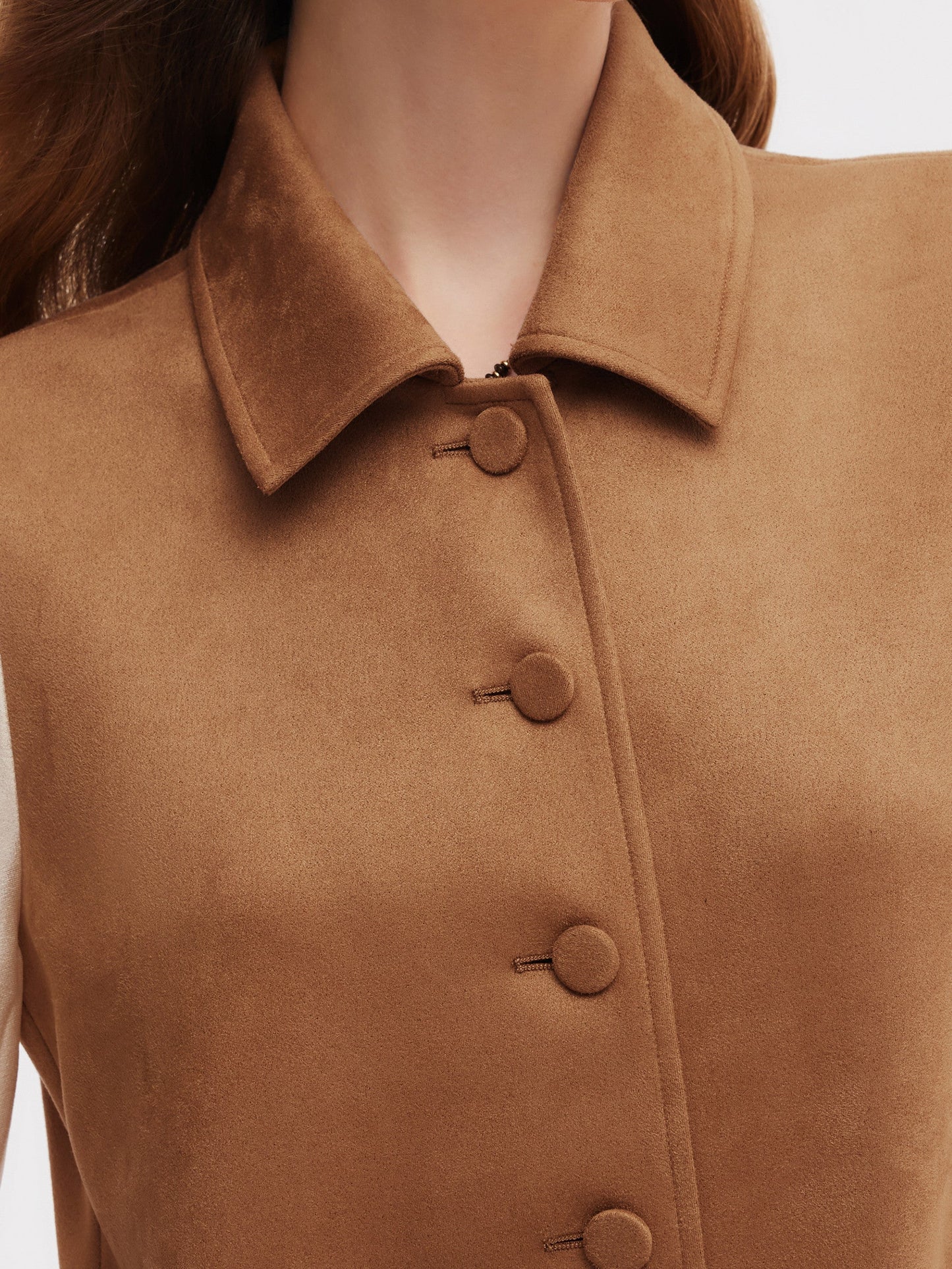 Brown Suede Lace-Spliced Mini Dress – Elegant Autumn Statement