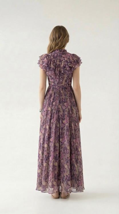 Vintage Rouge Printed Long Dress