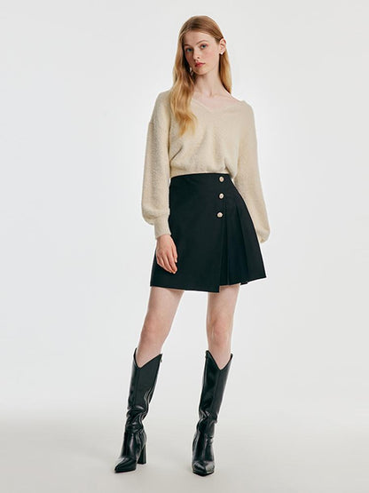 Black Asymmetrical A-Line Mini Skirt – Modern City Style