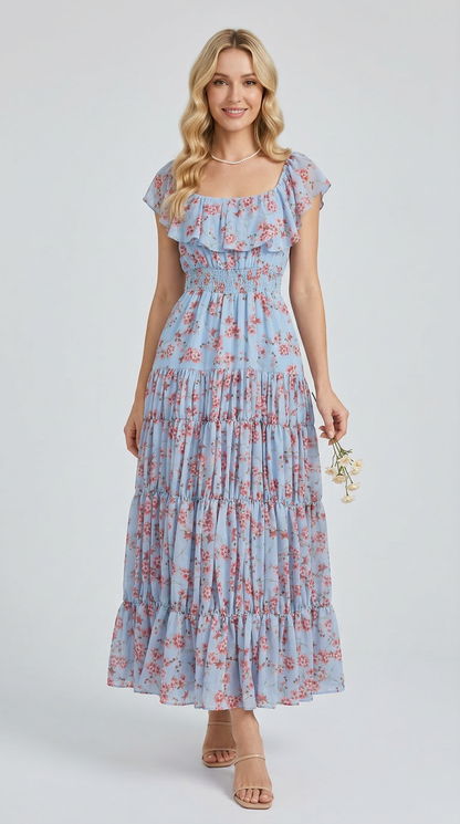 Flora Ruffle Sleeve French Dress