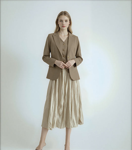 Golden Glow 3-Piece Set (Top + Skirt + Jacket)