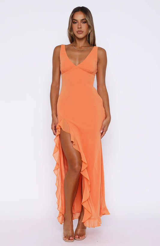 Ruffled Tulle Maxi Dress