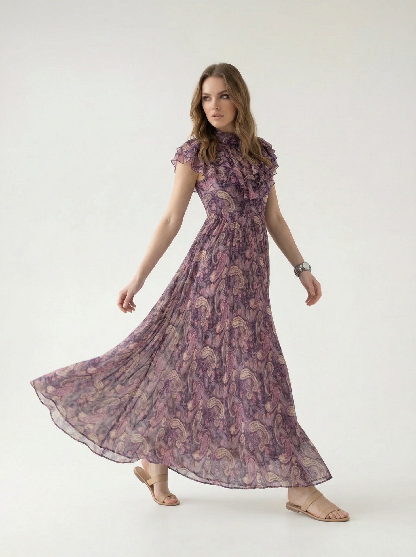 Vintage Rouge Printed Long Dress