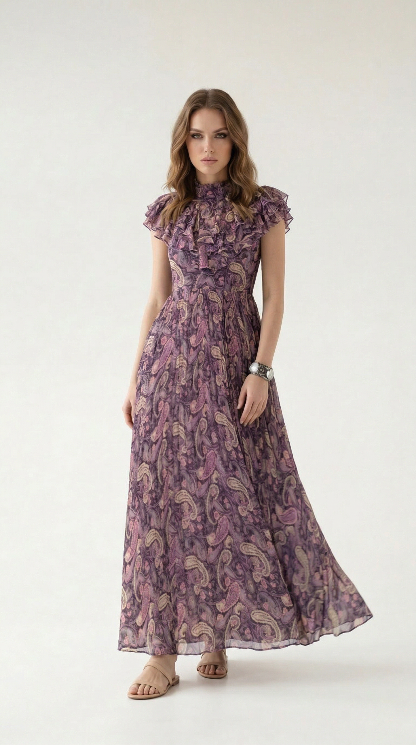 Vintage Rouge Printed Long Dress