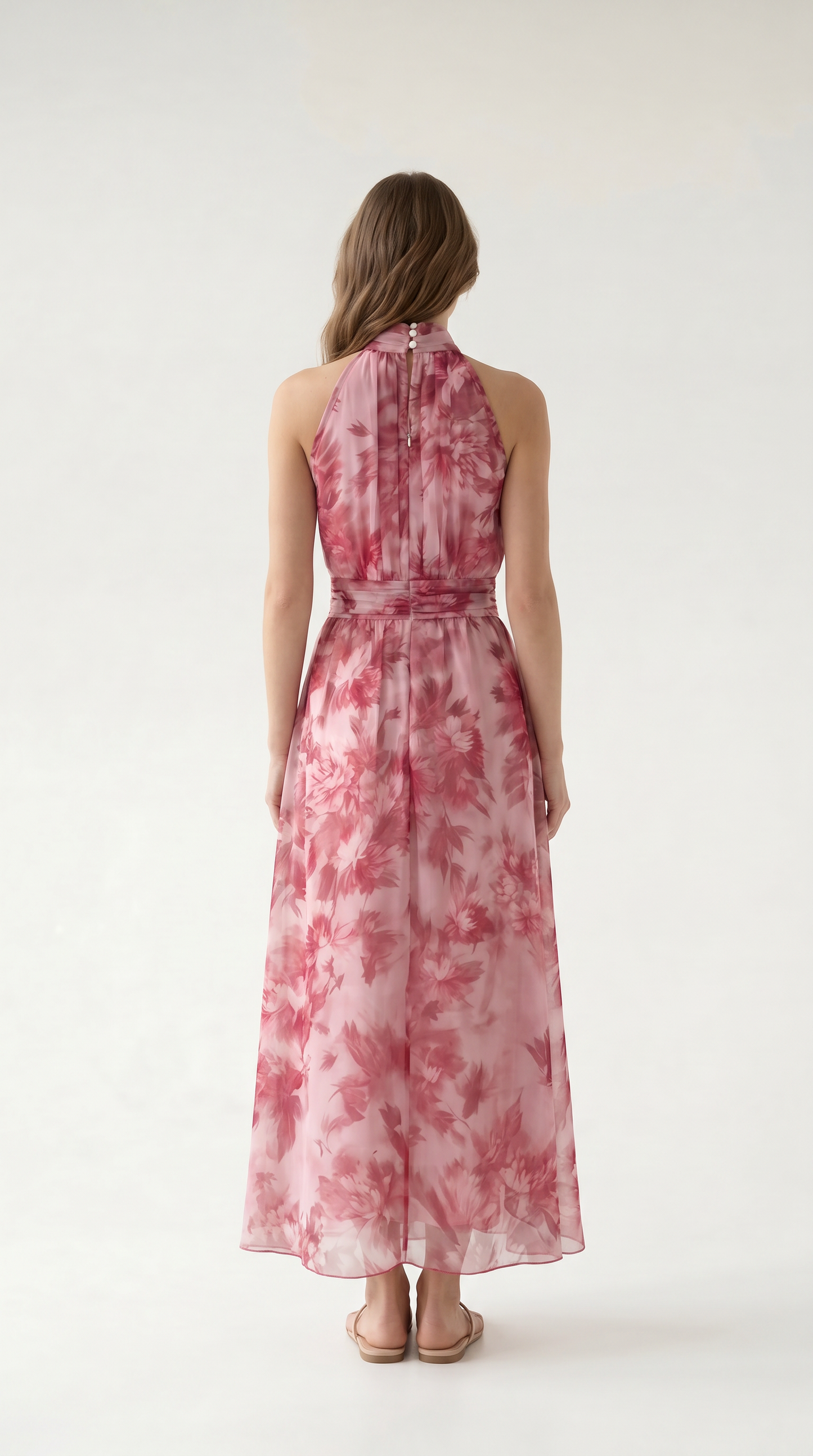Elara Floral Halter Maxi Dress
