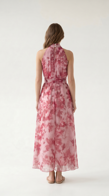 Elara Floral Halter Maxi Dress