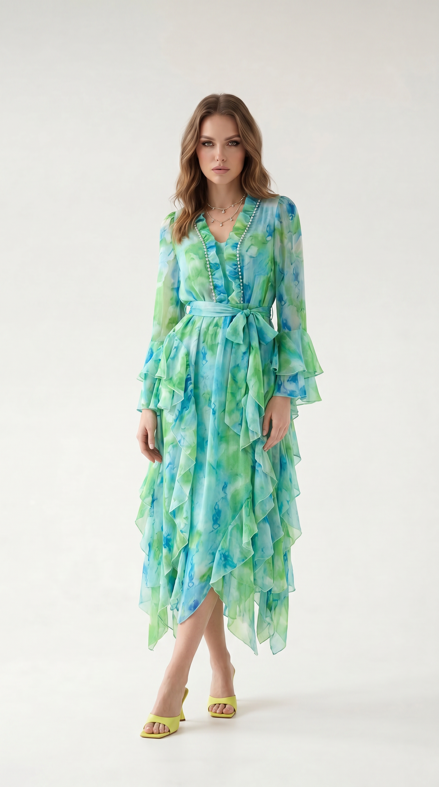 Elara Bohemian Ruffle Maxi Dress