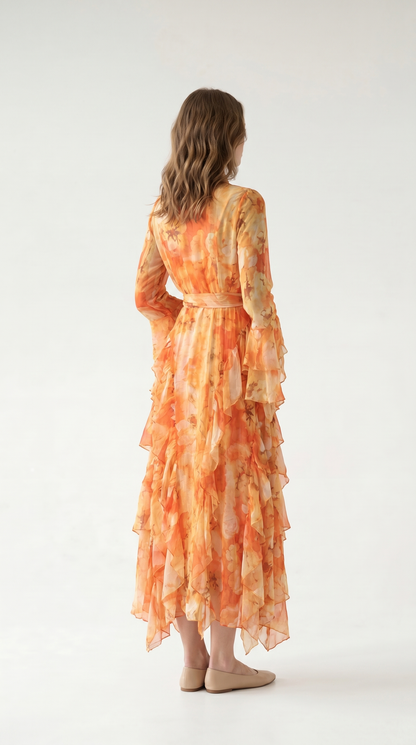Elara Bohemian Ruffle Maxi Dress