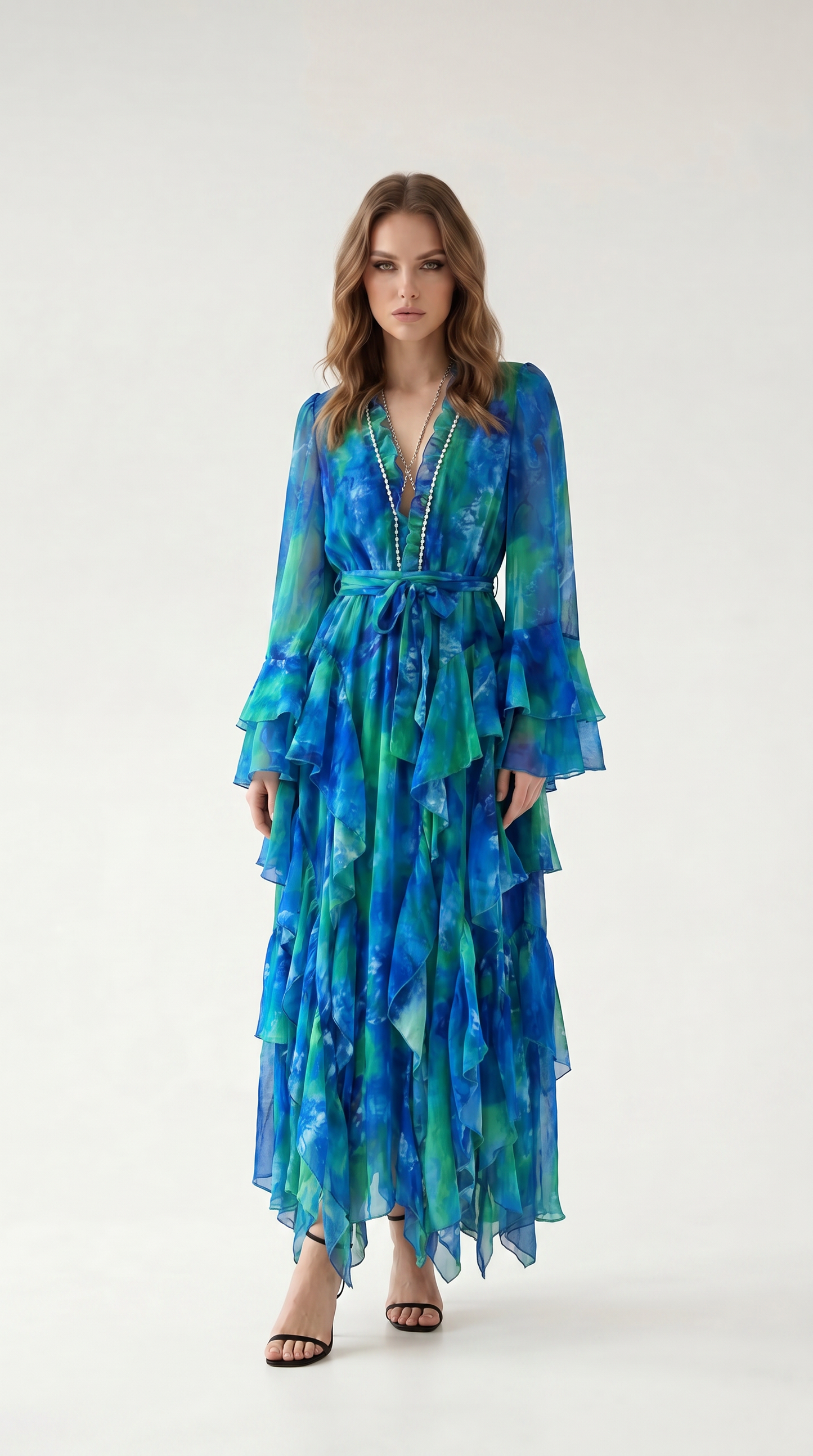 Elara Bohemian Ruffle Maxi Dress