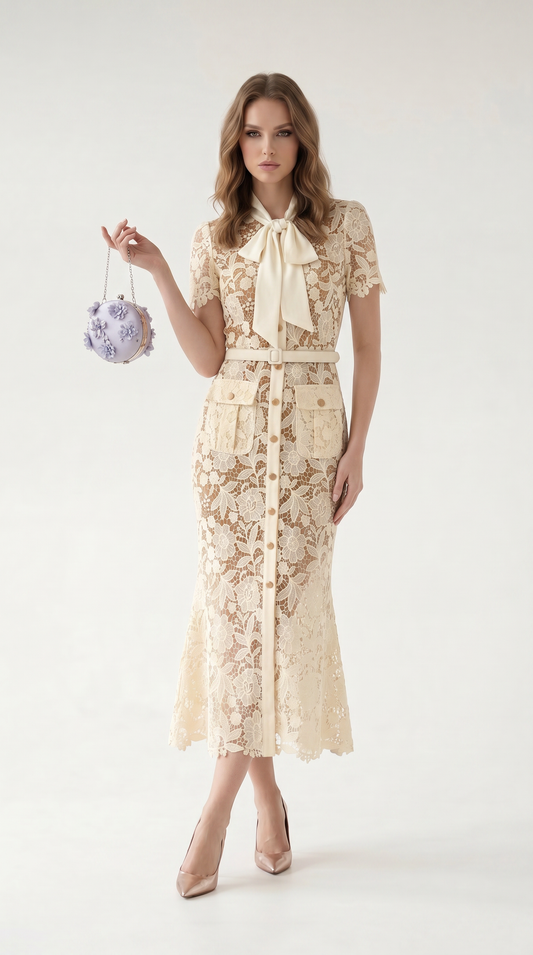Élodie Luxe Lace Midi Dress