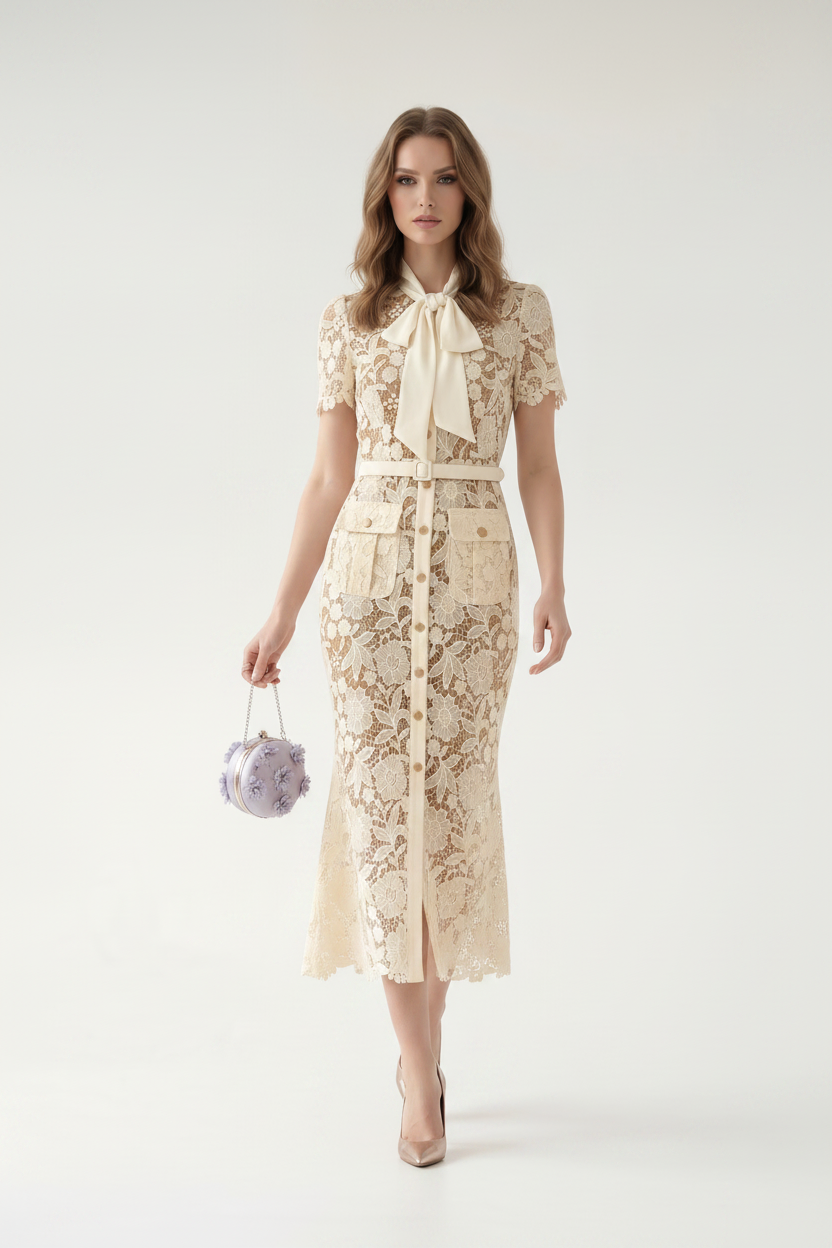 Élodie Luxe Lace Midi Dress