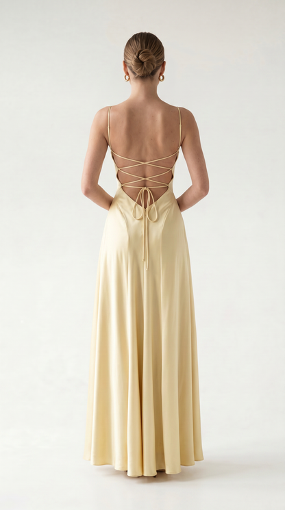 Elowen Lace-Up Open Back Maxi Dress