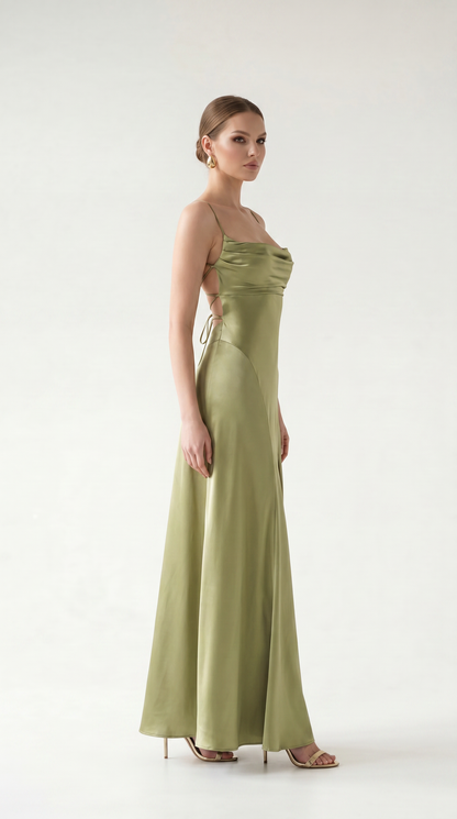 Elowen Lace-Up Open Back Maxi Dress