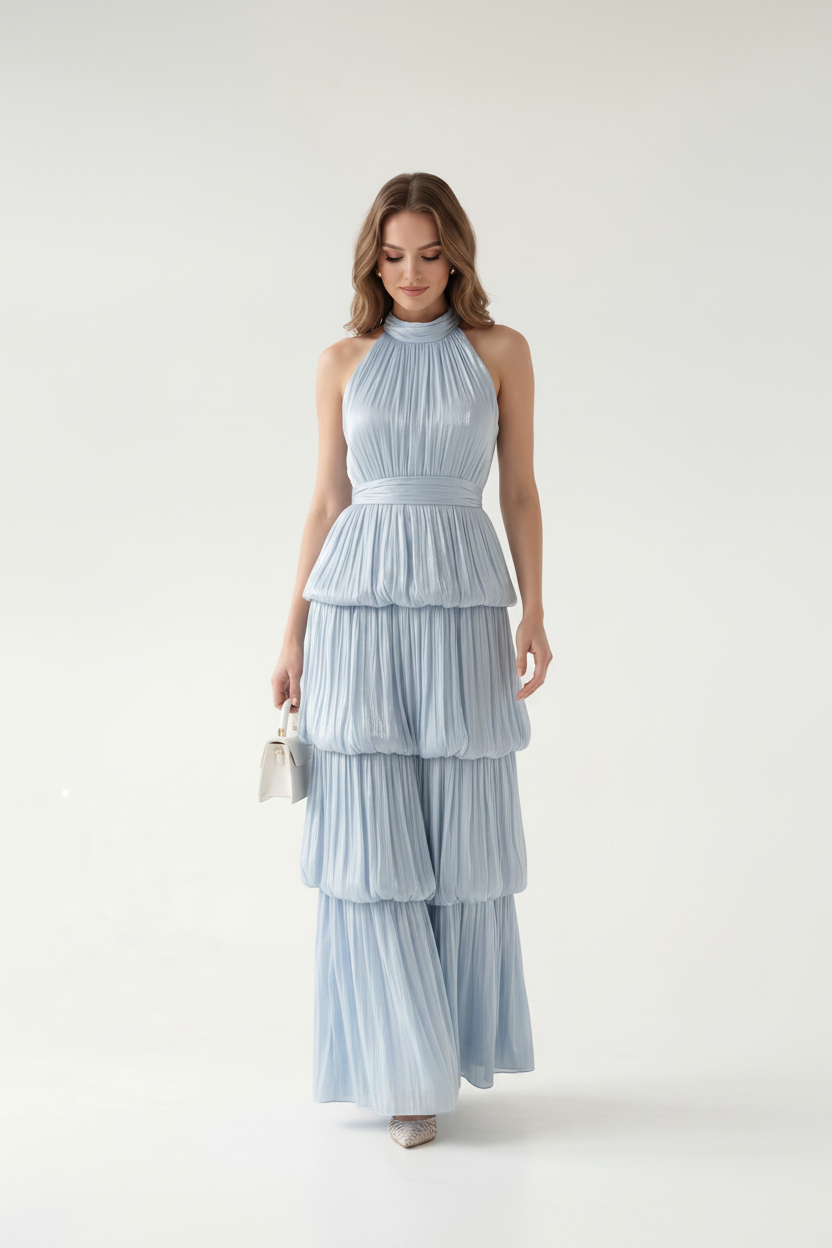 Celestine Halter Tiered Maxi Dress
