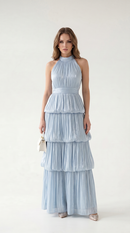 Celestine Halter Tiered Maxi Dress