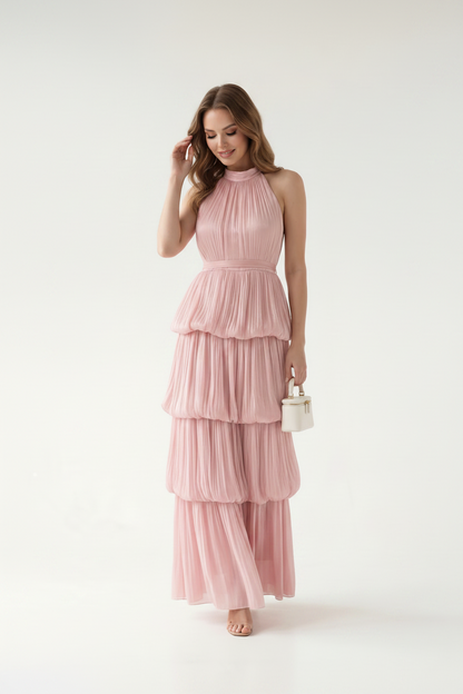Celestine Halter Tiered Maxi Dress