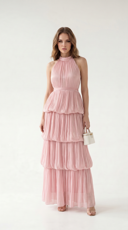 Celestine Halter Tiered Maxi Dress