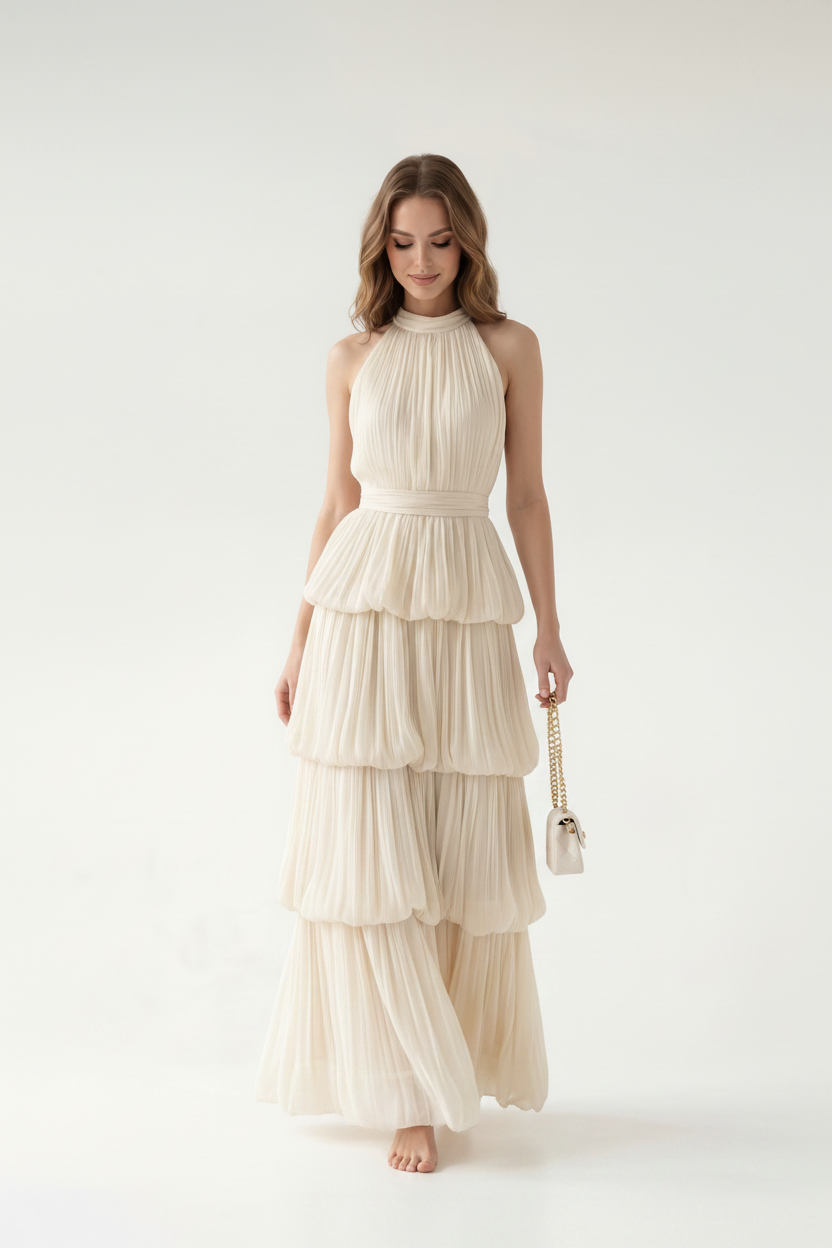 Celestine Halter Tiered Maxi Dress
