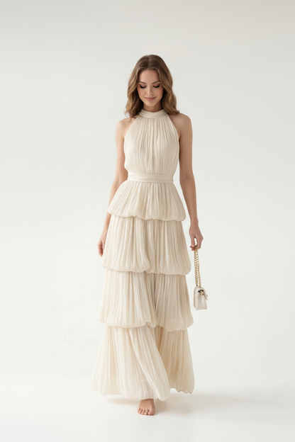 Celestine Halter Tiered Maxi Dress