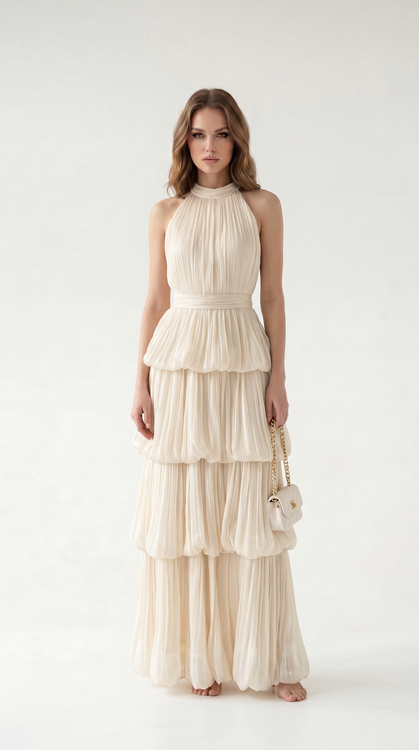 Celestine Halter Tiered Maxi Dress
