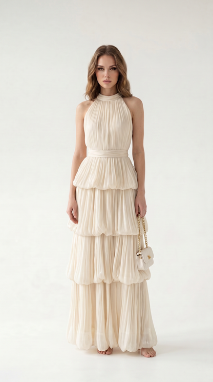 Celestine Halter Tiered Maxi Dress