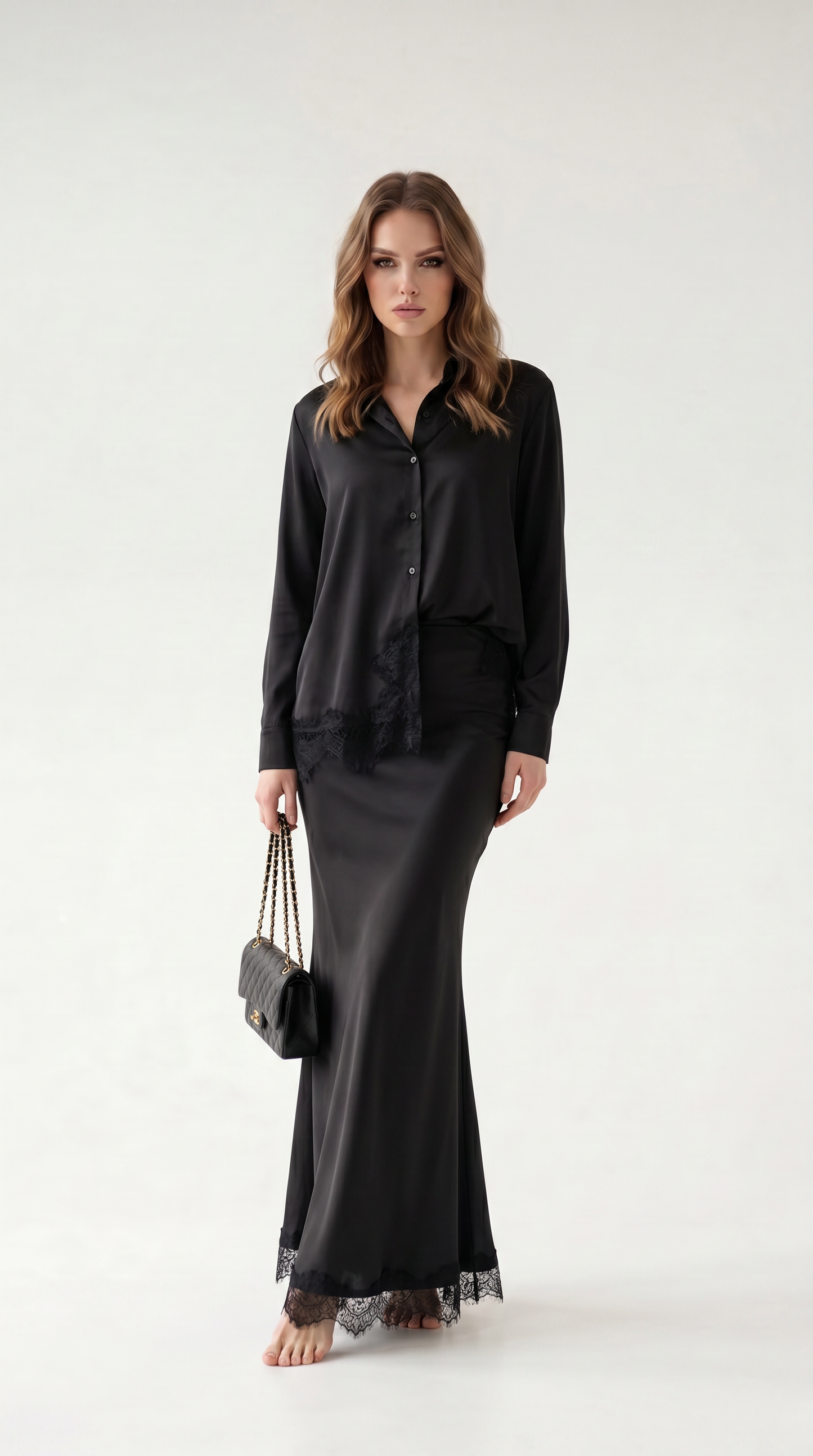 Vivienne Lace-Trim Shirt & Skirt Set