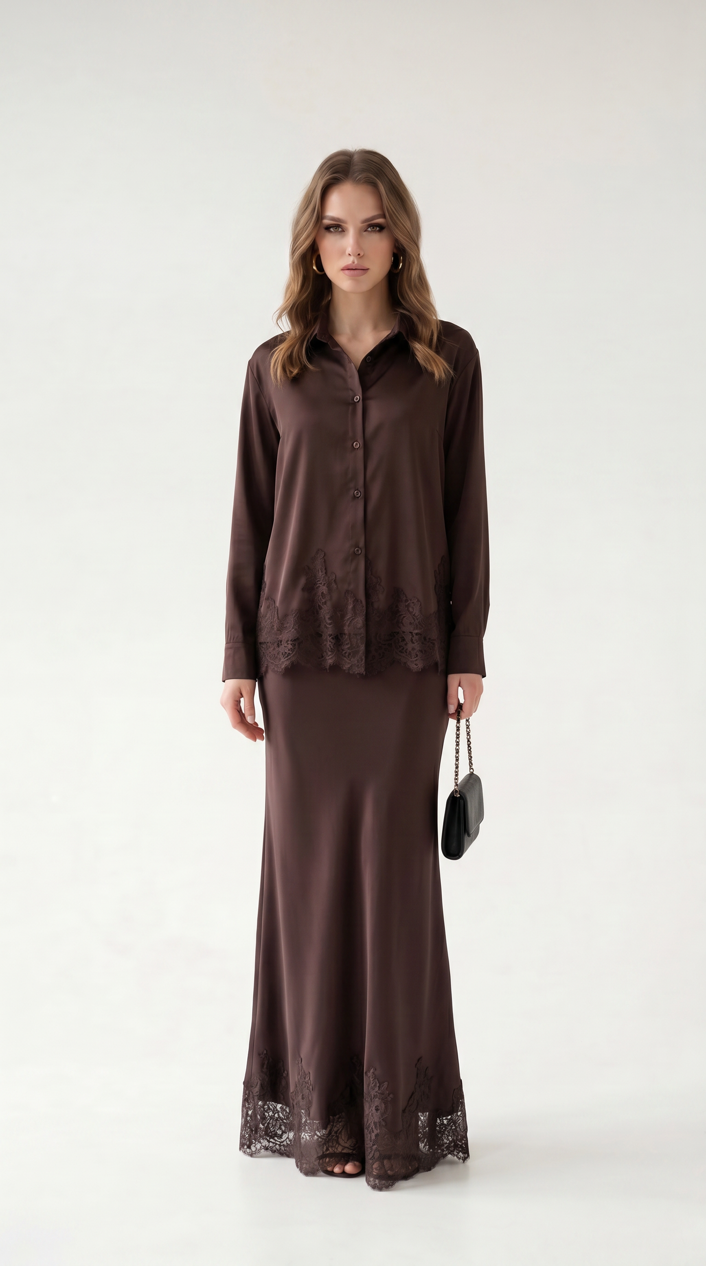 Vivienne Lace-Trim Shirt & Skirt Set