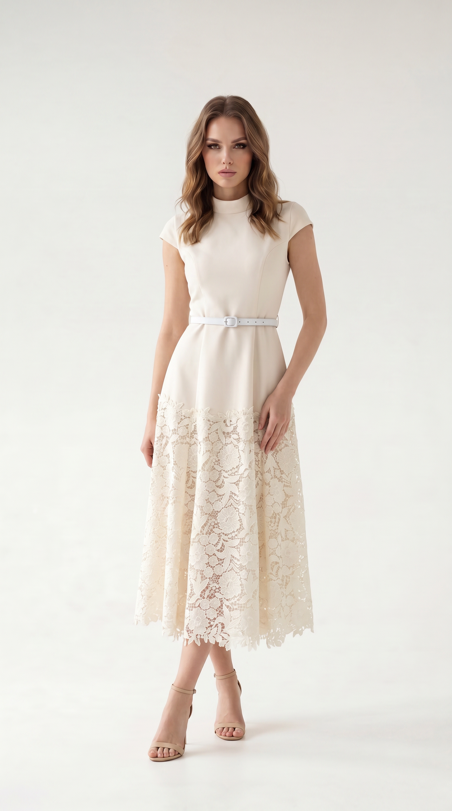 Celestine Lace-Trim Midi Dress