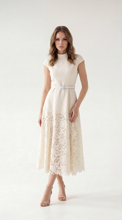 Celestine Lace-Trim Midi Dress