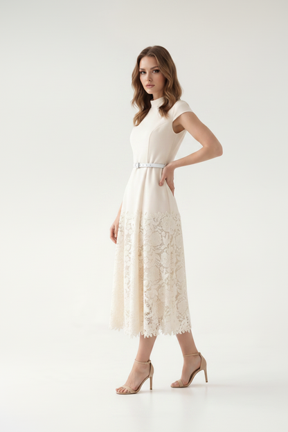 Celestine Lace-Trim Midi Dress