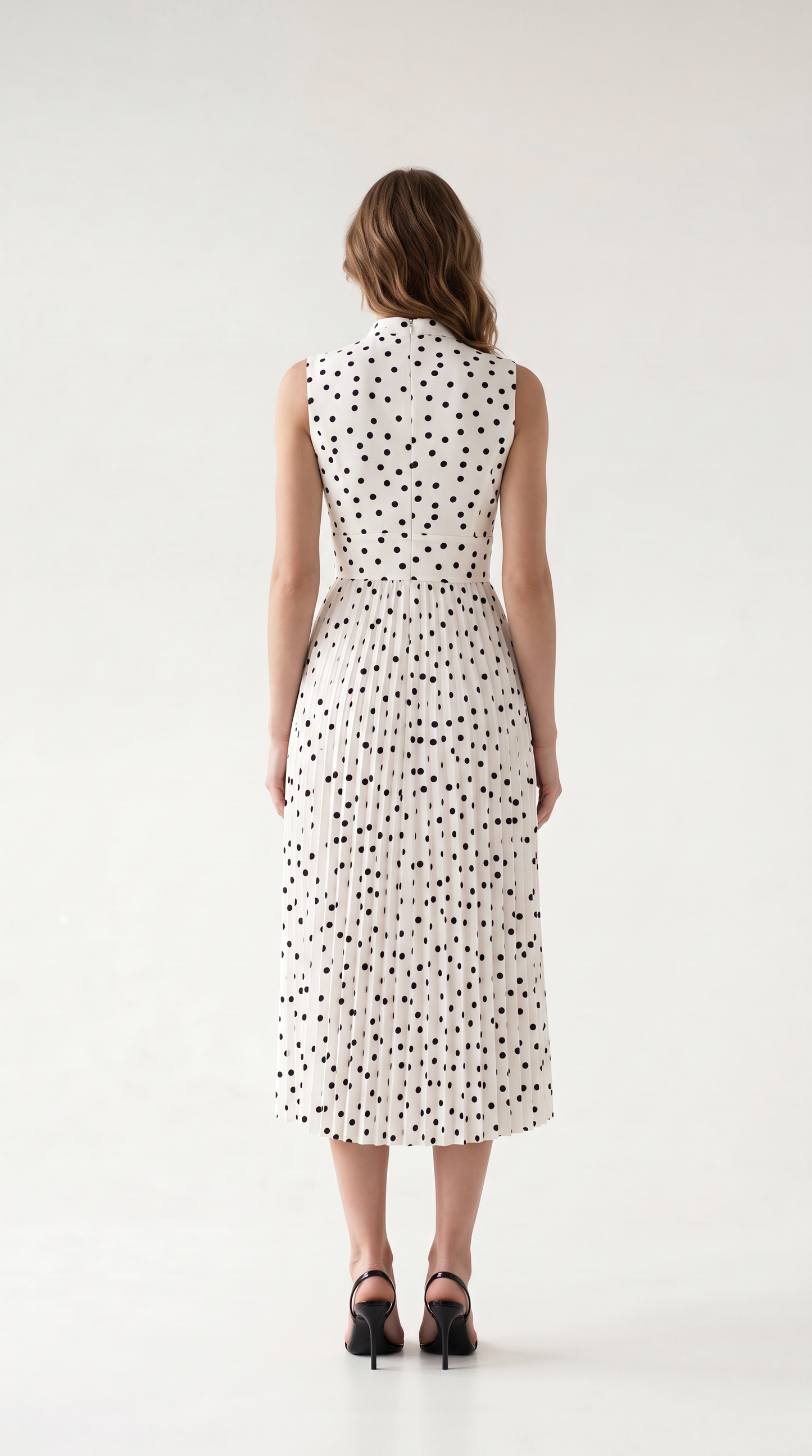 Celeste Polka Dot Pleated Maxi Dress