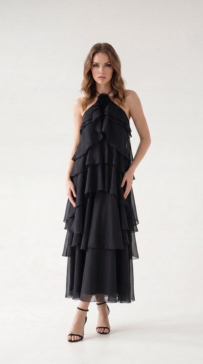 Sienna Backless Halter Maxi Dress