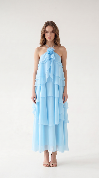 Sienna Backless Halter Maxi Dress