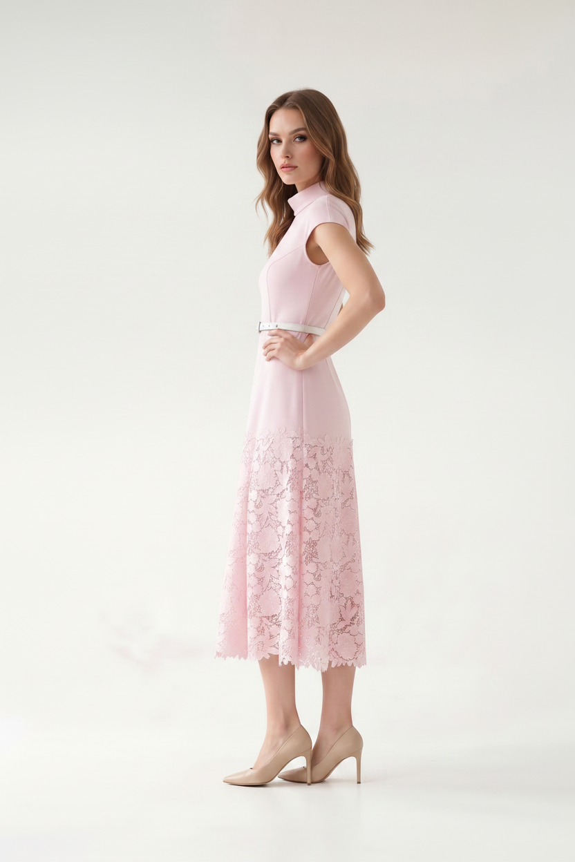 Celestine Lace-Trim Midi Dress