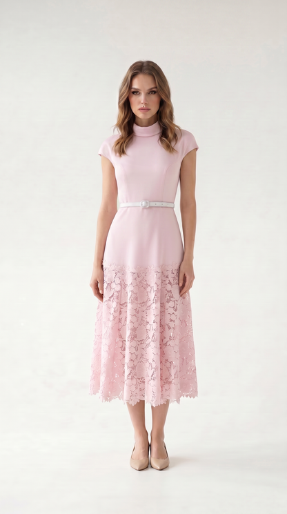 Celestine Lace-Trim Midi Dress